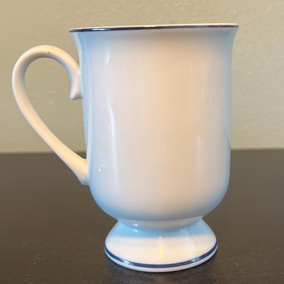 Stylized Floral Letter E Initial Monogram White Pedestal Cup Mug ~ GHC - Picture 2 of 7